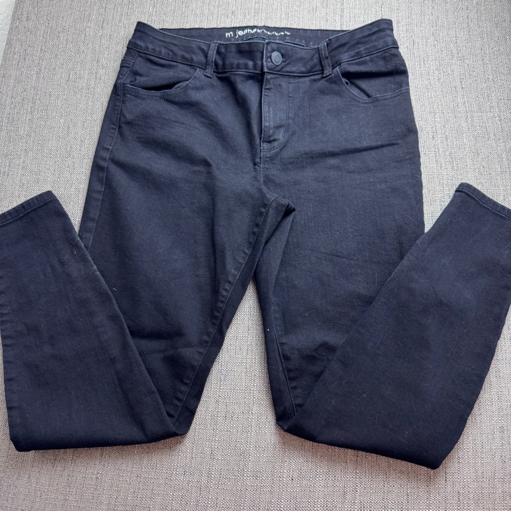 M Jeans by Maurices Womens 16W Long Black Mid Rise Skinny Jeans Stretch 741957